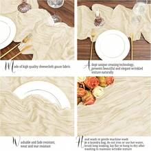 1/2/4/6 Pcs Cream Cheese Gauze Table Runner, Spring Table Runner, 71/118 Inches, Bohemian Style Sheer Cream Gauze Tablecloth Decor, Center Piece For Wedding, Bridal, Baby Shower, Valentine's Day, Easter And Other Indoor/Outdoor Events - Beige - View 5
