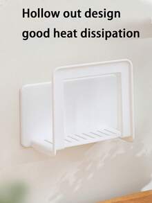 1pc Heavy-Duty Wall-Mounted Router Bracket With Power Strip Organizer - No-Drill Installation, Space-Saving Cable Management For WiFi Routers & Power Strips - ABS Plastic Construction, Suitable For Home/Office - Cable Organizer, Living Room Accessory, Minimalist Design, Practical Storage Rack - White - View 4