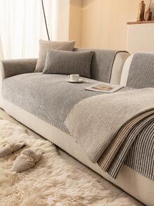 1pc Comfortable Chenille Sofa Cushion Cover, Modern Minimalist Non-Slip Sofa Seat Pad, Dust-Proof And Washable Sofa Slipcover, Soft And Fade-Resistant, Pet-Friendly, Suitable For Bedroom, Office, Living Room, L-Shaped Sofa And 1/2/3/4-Seat Sofa - Light Grey - View 6