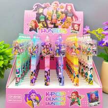 6pcs/Set KPOP Gel Pens, Plastic Stickers Of Girl Groups, 0.5mm Gel Ink Pens With Pressing Mechanism, Signature Gel Pens, And Ballpoint Pens For Office & Study Use