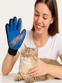 1 Pair Pet Grooming Gloves - Gentle Bristle Hair Removal For Dogs & Cats - With Massage Stimulating Rings - Easy To Use And Clean - Multicolor - View 2