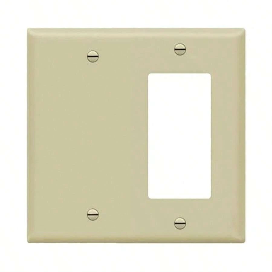 ENERLITES Placa de pared de metal con interruptor decorativo o dispositivo en blanco, resistente a la corrosión, tamaño de 2 bandas, 4.5 x 4.6 pulgadas, 770131, acero inoxidable 430, listado UL, plateado(Ivory) - Multicolor - Ver 1