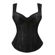 Jutrisujo Corset Top Plus Size Women Costumes Lingerie Bustier Zipper Strap Ladies Basques Gothic Renaissance Halloween - 1569-Đen - Xem 8