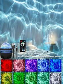 1pc Water Glow Projection Light, LED Starry Sky Ripple Projection Light, USB-Powered Galaxy Decorative Light, Ocean Night Light With Remote Control Ideal For Party Decor, Home Decor, Room Decor, Bedroom Decor, Wedding Decor, Birthday Decor, And Interior Decor - Water Projection Lamp - View 5