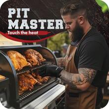 KITCHEN PERFECTION Silicone R Oven Gloves -Extreme Heat Resistant BBQ Gloves -Handle Hot Food Right On Your R Grill Fryer Pit|Waterproof Oven Mitts Grill Gloves |Superior Value Set+3 Bonuses,OneSizeFitsMost,Black - Black - 查看 3