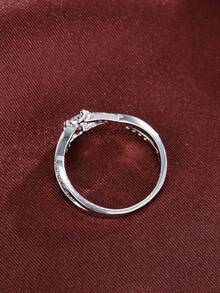 1 pieza Anillo con diseño de brazalete de cristal de diamante minimalista y ligero, adecuado para uso diario - anillo - Ver 6