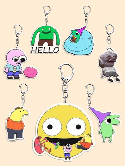 1pc Acrylic Face Keychain Pendant, Acrylic Graffiti Cartoon Keychain, Abstract Graffiti Keychain, Small Accessory, Bag Charm, Car Key Chain, Key Lanyard, Keychain, Keychain Accessories, Keyring, Couples Keychain, Friend Gift, Holiday Gift, Event Souvenir, Party Favor