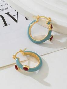 1 Pair Vintage French Style Blue Geometric Round Earrings - Round - View 8