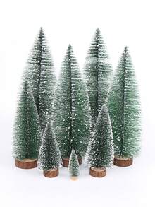 1 pièce Mini sapin de Noël de décoration de bureau, sapin de Noël en aiguilles de pin DIY avec enneigement - arbre de Noël - Voir 3