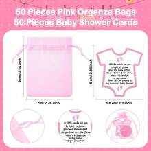 20/50支粉色婴儿派对回礼蜡烛，配粉色卡片和欧根纱袋，适合女宝宝派对、朋友聚会、性别揭晓派对等场合。 - 彩色 - 查看 3