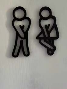 1 Pair Of (2pcs) Fun Bathroom Signs-Signals For Men's And Women's Toilets-Door Decorations For Men's And Women's Toilets - Multicolor - View 8