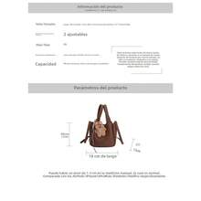 Bolso de hombro pequeño para mujer estilo retro en cuero encerado con diseño de cubo y correa cruzada elegante y moderna - Negro con colgante - Ver 5