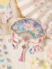 1pc Vintage Patchwork Sticker, Antique Collage Poetry, Creative 3D Dimensional Landscape Decorative Sticker