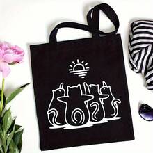 Tote Bag Unisex Shoulder Bag For Commuting Travel Daily Use Black And White Color Options Suitable For Beach City Shopping Outdoor Activities - trắng - Xem 2