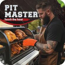 KITCHEN PERFECTION Silicone R Oven Gloves -Extreme Heat Resistant BBQ Gloves -Handle Hot Food Right On Your R Grill Fryer Pit|Waterproof Oven Mitts Grill Gloves |Superior Value Set+3 Bonuses,OneSizeFitsMost,OrangeFlame - 橙焰 - 查看 4