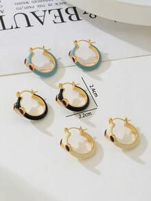 1 Pair Vintage French Style Blue Geometric Round Earrings - Round - View 5