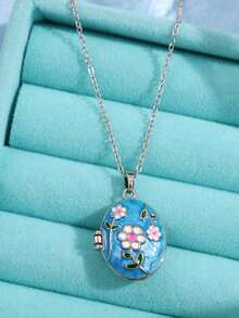 1件复古优雅浪漫不对称可开启银色吊坠项链，适合日常、通勤、节日、派对等场合，是送给女性的理想礼物。 - 彩色 - 查看 29