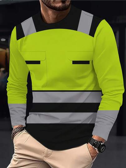 [Camiseta de verano estampada] Camiseta de manga larga de verano informal para hombres, ligera y transpirable | Parte superior de cuello redondo resistente y duradera | Lavable a máquina