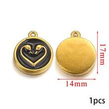 5款18K镀金不锈钢珐琅滴水心形吊坠饰品，可用于手工制作手链、项链、DIY耳环、项链饰品制作、吊坠配件 - 彩色 - 查看 8