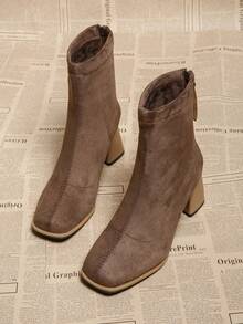 2025 New Spring/Autumn Ankle Boots For Women, High Heel Ankle Boots, Fall, Winter, Autumn, Suitable For Petite Women, Elegant - Khaki - View 1