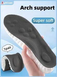 4D Latex Sport Insoles Soft High Elasticity Shoe Pads Breathable Running Basket Shoe Sole Arch Support Inserts Unisex 1pair - Grey - View 8