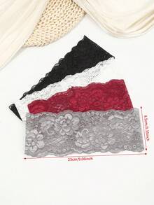 1件蕾丝花朵装饰发带，弹性防滑发饰，女士优雅头饰，适合情人节、新年等场合，也适合化妆、通勤等日常佩戴，多功能女士吸汗发带，休闲发带，优雅头巾 - 彩色 - 查看 7