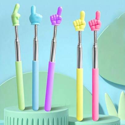 1 pieza Puntero extensible para maestros, palitos extensibles con forma de dedo índice (color aleatorio), mini punteros extensibles para el aula y útiles escolares adecuados para oficinas, escuelas primarias y preescolares, regalo perfecto para fiestas, regalos de vuelta a clases, útiles para maestros