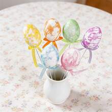 6Pcs Easter Artificial Egg Picks Decorative Sticks For Vase Table Toppers Party Supplies - Colorful - View 2