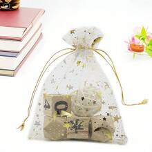 10/30 chiếc/50 chiếc/100 chiếc Túi vải gạc nhiều màu sắc kiểu trăng sao kích thước 3.5x4.7 inch (9x12cm, có màu đen và trắng), túi đựng quà, túi quà tặng, đồ dùng gia đình và hàng ngày, túi nylon đựng đồ, đồ dùng lễ hội và tiệc tùng, đồ dùng đám cưới - Nhiều màu - Xem 10