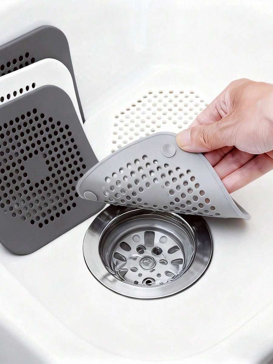 1/3/5个装硅胶毛发收集器，吸盘式设计，易于清洁，适用于淋浴地漏、浴室和厨房水槽，家居浴室装饰，秋季装饰，返校装饰 - 彩色 - 查看 1