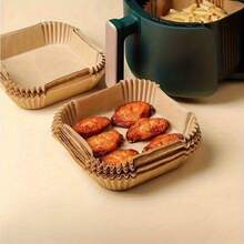 45pcs Square Air Fryer Oil Paper Mats -  Non-Stick Baking Paper, Disposable Oil-Absorbing Paper Liners, Microwave/Frying/Grilling Universal, Halloween Thanksgiving Christmas Holiday Baking Cooking Essentials, Suitable For Frying, Baking, Cooking, Grilling And Microwave - Primary Color - View 2