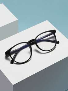 1 pieza Gafas unisex negras de plástico ligero para computadora/juegos/TV/teléfono, con lentes transparentes, montura de gafas de moda adecuada para uso diario y trabajo - Multicolor - Ver 2