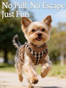 1 Set/2pcs (Harness + Leash) Stylish Pet Dog/Cat Leash Set, Thick/Houndstooth/Plaid Design Harness & Leash Set For Small/Medium Pets, Winter - Multicolor - View 4