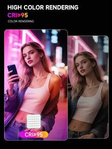 TOKQI Luz de relleno de bolsillo RGB de color completo, luz selfie giratoria 360°, adecuada para teléfonos inteligentes, palos selfie, computadoras portátiles, luz de cámara recargable con adaptador de zapata fría y clip, iluminación de color ajustable, compatible con Android e iOS, para fotografía, selfie, vlog, etc. - Multicolor - Ver 7
