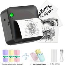 Máy in mini, máy in nhãn nhiệt cầm tay kèm 1 cuộn giấy, tương thích với hệ điều hành iOS và Android, máy in nhãn dùng để ghi chú học tập, in ảnh, làm đồ thủ công, viết nhật ký. - Nhiều màu - Xem 3