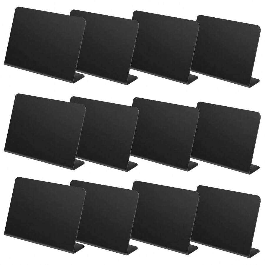 10pcs L-Shaped Mini Chalkboard Signs, Acrylic Black Board Self-Service Labels, Small Black Food Display Stand For Message Board, Wedding, Tent, Birthday Party - Multicolor - View 1