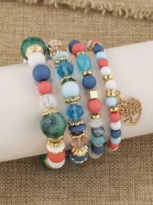 4 piezas Pulseras con colgante de corazón vintage - vistoso - Ver 4