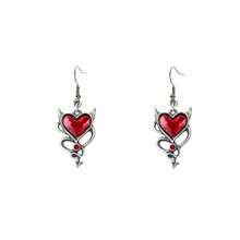 Retro Dark Gothic Style Devil Heart Pendant Earrings, Unique And Fashionable Punk Heart-Shaped Earrings, Suitable For Holidays, Parties, And Everyday Wear As Jewelry Gifts. - màu đen - Xem 3