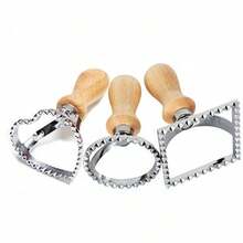 Emporte-pièces à raviolis, lot de 3 pièces, moules à raviolis pour la confection de raviolis, dumplings et biscuits, formes carrée, ronde et en cœur - Argent - Voir 1