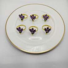 6pcs Bestselling Hotel Napkin Rings, Lavender Scented Flower Design Napkin Rings, Wholesale - Gold - View 2