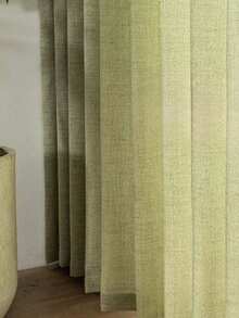 1 pieza Cortina de gasa de lino moderno - Estilo de lino japonés, diseño de bolsillo para varilla, adecuado para sala de estar y dormitorio - Cortina traslúcida y con filtro de luz, cortina de sala de estar, cortina de dormitorio (peso de tela 160g) - verde menta - Ver 1