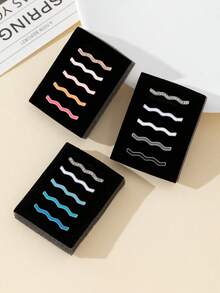 5件套海浪元素蓝粉黑白系列时尚饰品苹果美甲戒指环饰，搭配表带，尺寸40mm、41mm、42mm、38mm、44mm、45mm、46mm、49mm，柔软硅胶运动表带，装饰性设计，兼容 Series 10、9、8、7、6、5、4、3、2、1、SE，女士款 - 如圖 - 查看 11