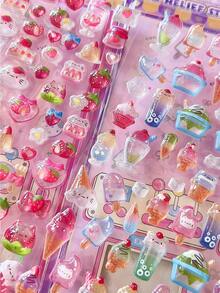 3D立体浮雕贴纸 - 草莓、苹果、饮料、乌龟图案，适用于DIY手机壳、剪贴簿、装饰 - 彩色 - 查看 2