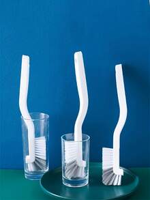 1/3pcs Cup Brush, Crevice Cleaning Brush Set, Hard Bristle Cleaning Supplies, 90 Degree Bent Design No Dead Angle Hard Bristle Long Handle Hanging Crab Water Cup Bottle Multi-Purpose Decontamination Tank Cleaning Brush - White - View 9