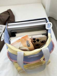 1pc Student Campus Backpack, Large Capacity Shoulder Or Hand Carry Bag Suitable For Office Commute - Yellow - View 5