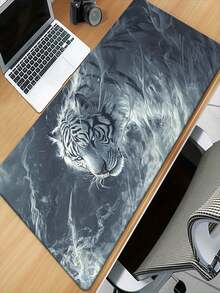 1pc White Tiger Design Rubber Mouse Pad - Waterproof, Non-Slip Base, Large Desk Mat, Suitable For Gaming, Office And Laptop - Multicolor - View 1