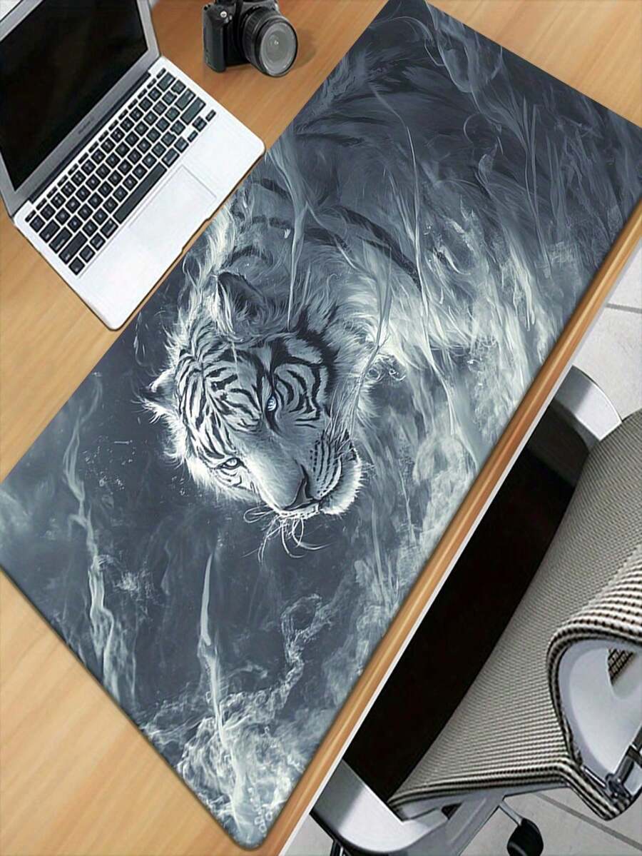 1pc White Tiger Design Rubber Mouse Pad - Waterproof, Non-Slip Base, Large Desk Mat, Suitable For Gaming, Office And Laptop - Multicolor - View 1