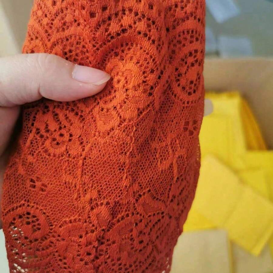 Soft Elastic Lace Accessories Black And White Elastic Handmade Fabric Lace Edge Skirt Clothing Material Lace - Rộng 15 cm * thêu màu đỏ * 1 mét - Xem 1