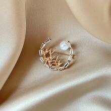 1枚休闲锌合金兰花竹子胸针，适合女性在春、夏、秋、冬四季日常佩戴。 - 金色 - 查看 5