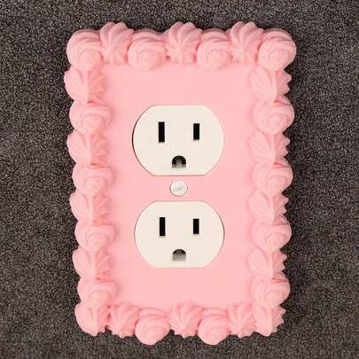 1 pieza Decoración de placa de interruptor con estilo de encaje rosa, decoración de panel de control de pared femenina, decoración de enchufe de pared linda, viene con tornillos, no se requiere alimentación eléctrica
